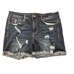 Judy Blue Jean Shorts Womens Plus 1XL Distressed Stretch Denim Casual‎ Comfort